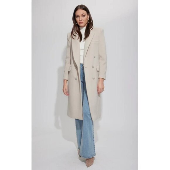 Generation Love Andie Wool Coat in Biscuit Lined Size XS NEW Button Detail $695 - Picture 2 of 6